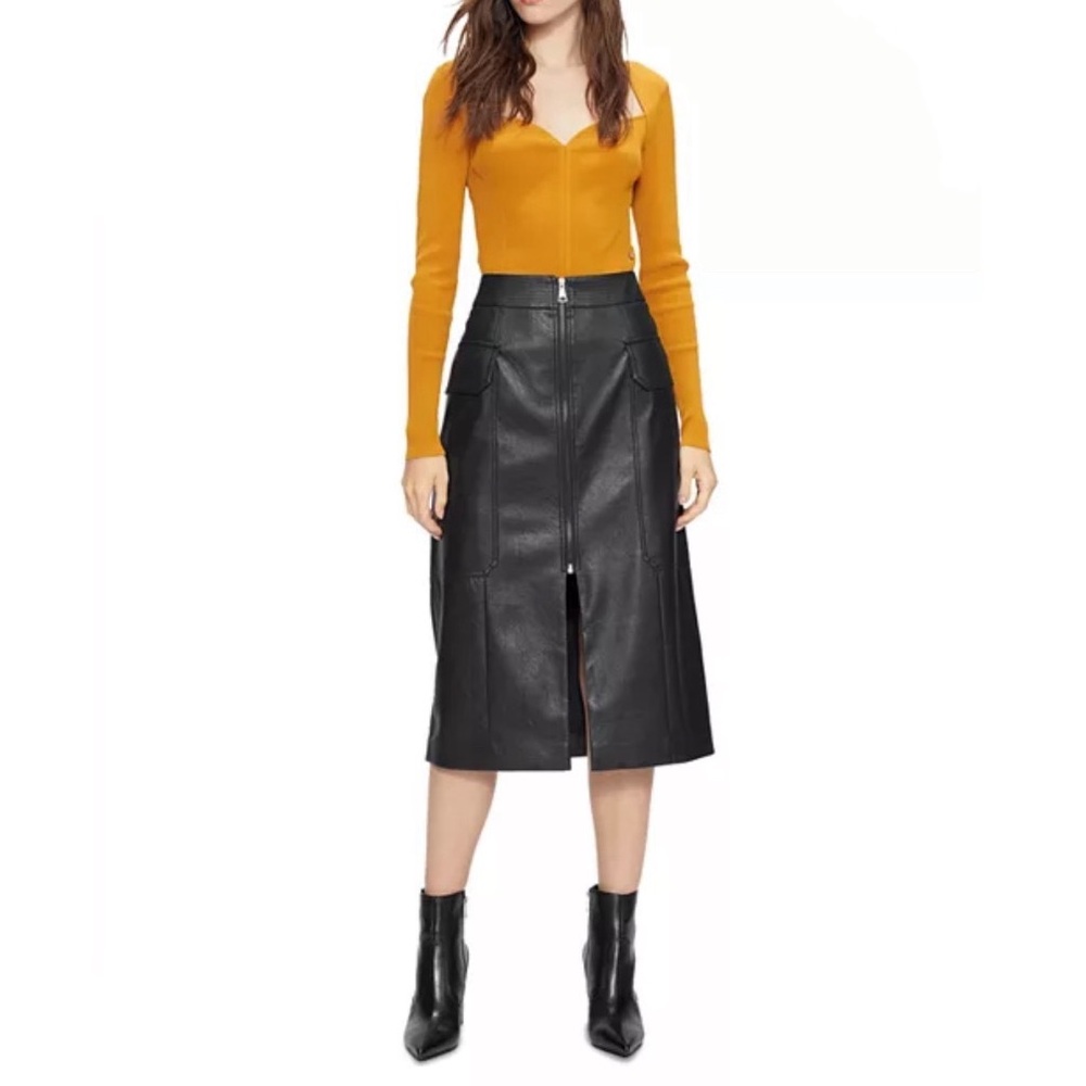 Ted Baker Dayllaa Faux Leather Utility Pencil Skirt Sz 2